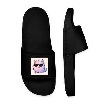 Cooler Bubbli mit Sonnenbrille und frechem Grinse - Männer Badelatschen - Schwarz - Vorne