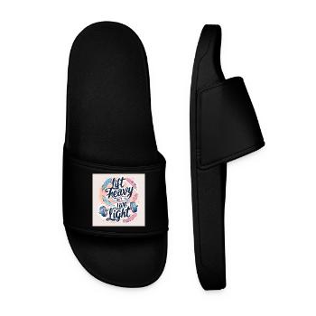 Fitness Lifestyle Saying - Men’s Pool Sliders - black - Front