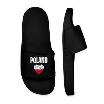 J’aime la Pologne, drapeau de la Pologne - Claquettes Homme - noir - Devant