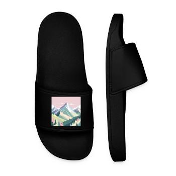 Abstract mountain landscape with pastel colors - Men’s Pool Sliders - black - Front