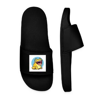 Laughing frog in cartoon style - Men’s Pool Sliders - black - Front
