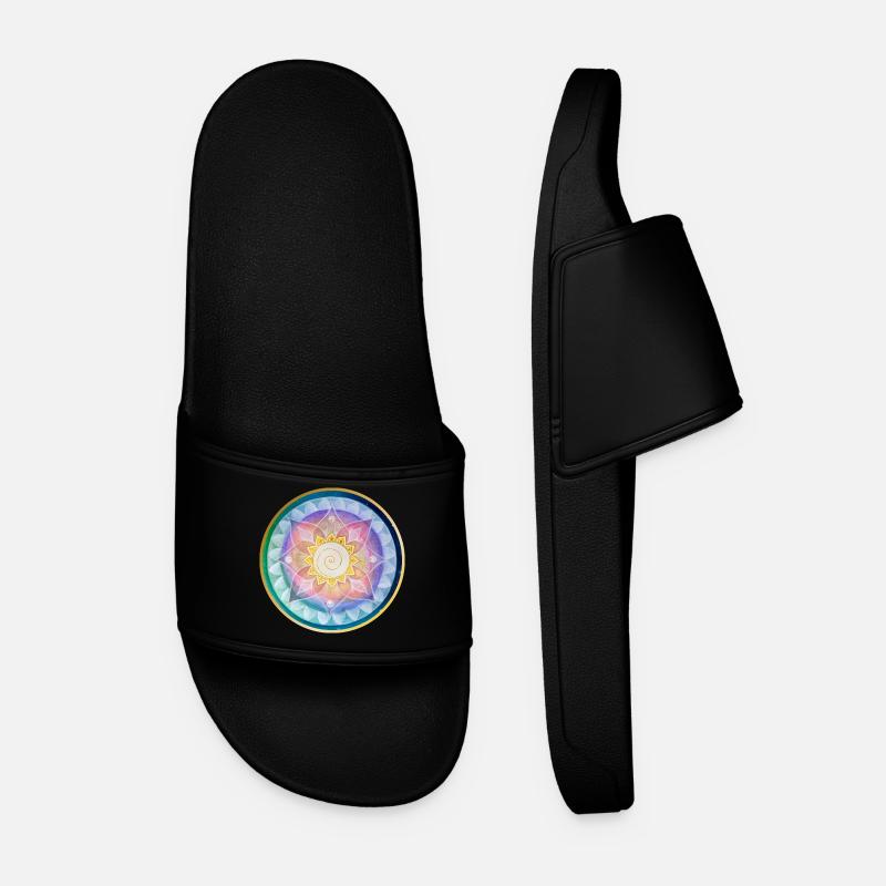 Harmonious mandala meditation design - Men’s Pool Sliders - black