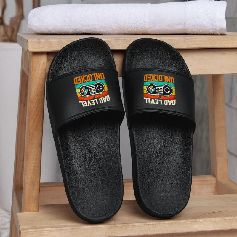 Dad Level Unlocked Retro Controller, Fathers  Men’s Pool Sliders