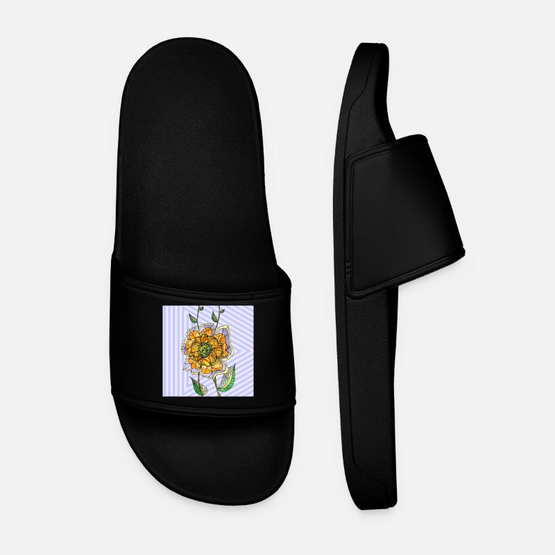 Blume - Männer Badelatschen - Schwarz