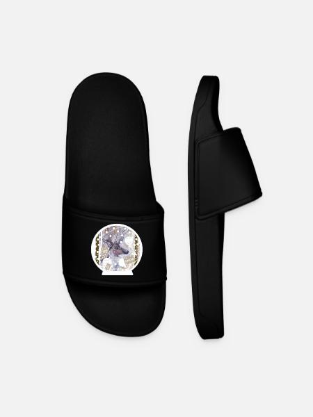 Snow Globe Deer - Men’s Pool Sliders - black