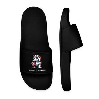 Speak with the paw English Bulldog Bully - Men’s Pool Sliders - black - Front