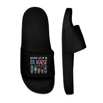Battery level of an emergency room nurse humor - Men’s Pool Sliders - black - Front