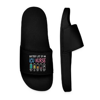 Battery level of an intensive care nurse Humor - Men’s Pool Sliders - black - Front