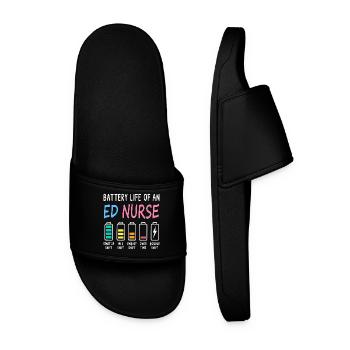 Emergency Nurse Battery Level Levels Humor - Men’s Pool Sliders - black - Front