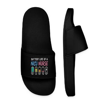 Battery Level of a Neonatal Caregiver Humor - Men’s Pool Sliders - black - Front