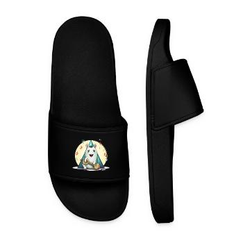 Music bunny at the campground - Men’s Pool Sliders - black - Front