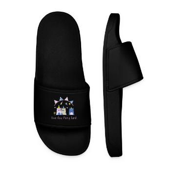 Live slow, party hard – Cute Cat Statement - Men’s Pool Sliders - black - Front