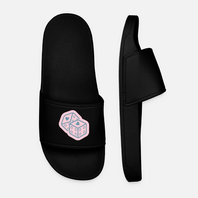 Herzwürfel in Pastellrosa - Männer Badelatschen - Schwarz