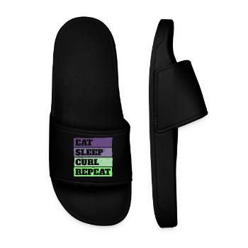 Eat Sleep Curl Repeat Retro Vintage Sport Look - Men’s Pool Sliders - black - Front