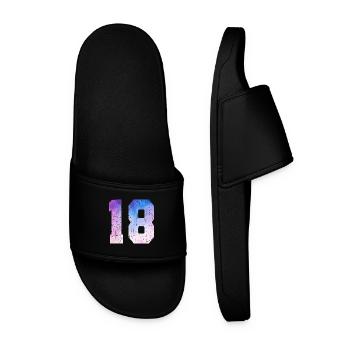 Issue 18 – 18th Birthday Gift - Men’s Pool Sliders - black - Front