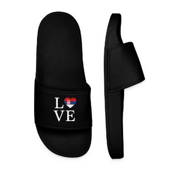 Love Serbia - Men’s Pool Sliders - black - Front