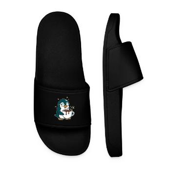 Koffein-Pinguin: Eiskalt & Hochgefahren - Men’s Pool Sliders - black - Front