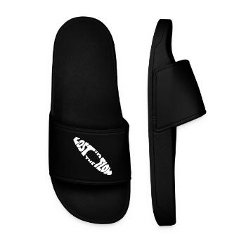 So Fun Bold Retro Text. Lost in the flow - Men’s Pool Sliders - black - Front