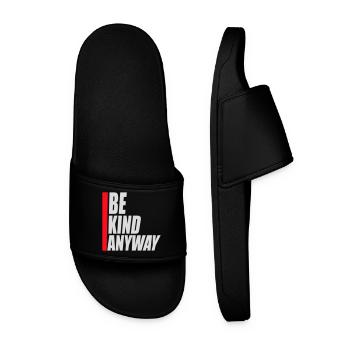 Be Kind Anyway Friendliness Statement Saying - Men’s Pool Sliders - black - Front