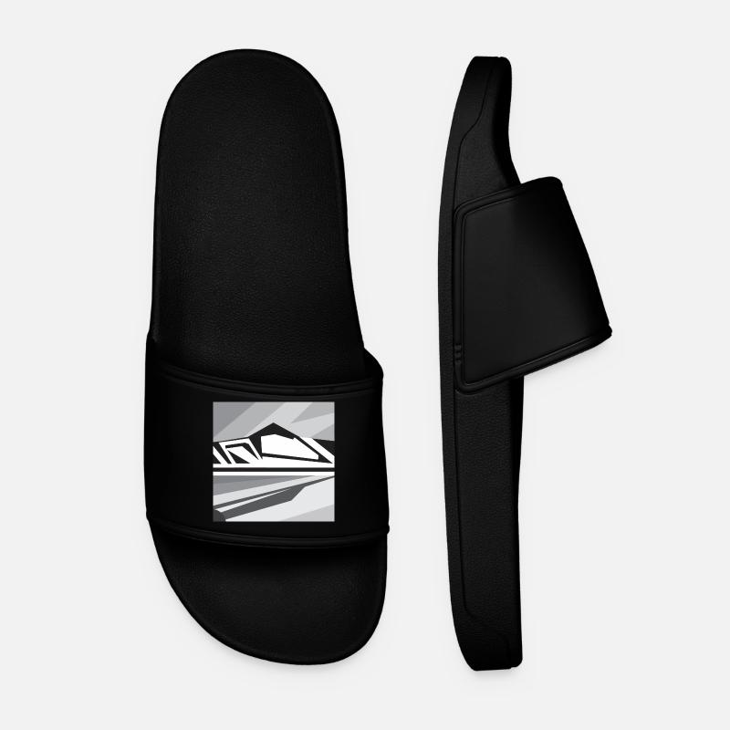 Geometric Mountains - Men’s Pool Sliders - black