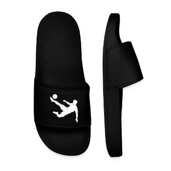 Footballer overhead kick silhouette - Men’s Pool Sliders - black - Front