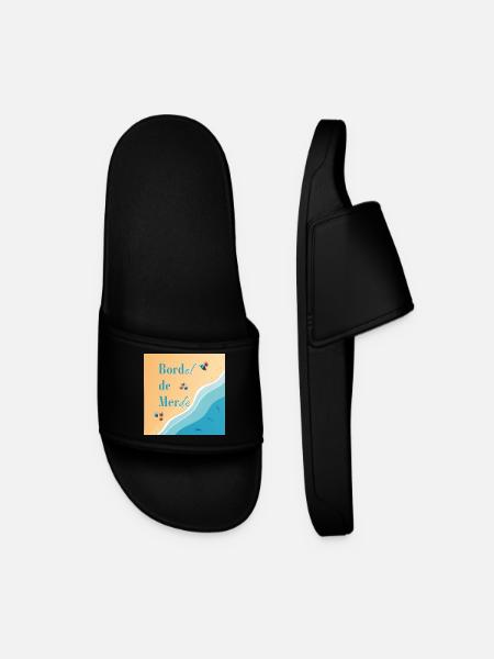 Plage pastel et vagues azur - Claquettes Homme - noir