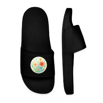 Fleurs Aquarelle Pastel Cercle - Claquettes Homme - noir - Devant