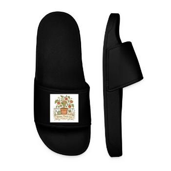 Balcony Tomato Club Illustration - Men’s Pool Sliders - black - Front