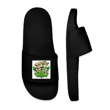 Go vegan superheroes - Men’s Pool Sliders - black - Front