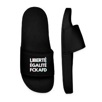 LIBERTÉ ÉGALITÉ FCKAFD – Statement Design - Männer Badelatschen - Schwarz - Vorne