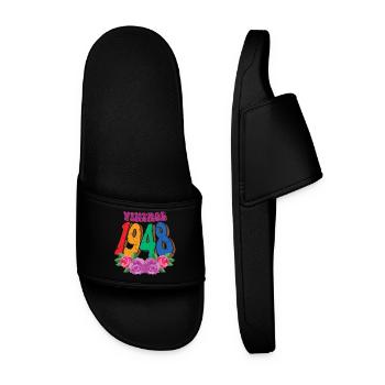 Cool Retro 1948, 74 Years Old, 74th Birthday Gift - Men’s Pool Sliders - black - Front