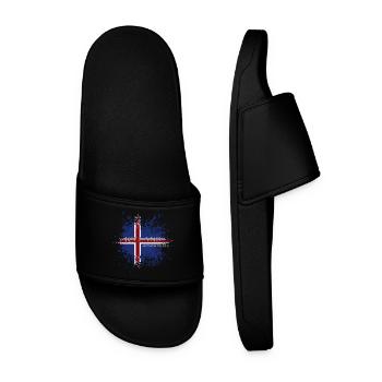 Flag of Iceland grunge, Icelandic pride - Men’s Pool Sliders - black - Front