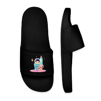 Astronaut with teddy bear - Men’s Pool Sliders - black - Front