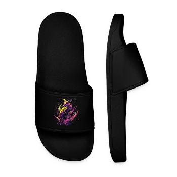 Kangaroo Animal Australia Down Under Neon Colorful Art - Men’s Pool Sliders - black - Front