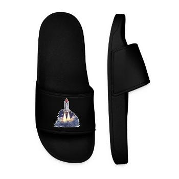 Astronomy Space Rocket Launch Exploration - Men’s Pool Sliders - black - Front