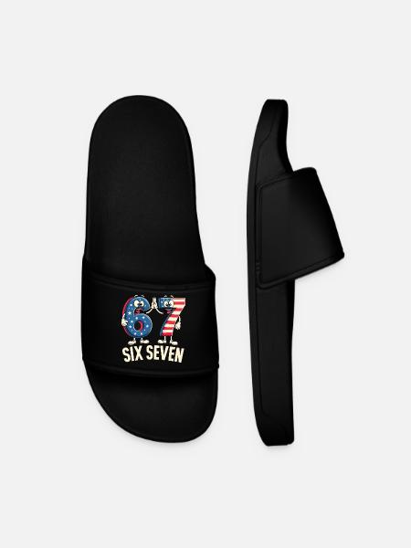 US Flag 67 Memes Six Seven - Men’s Pool Sliders - black