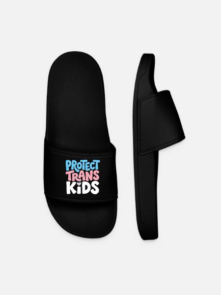 Pride Month LGBT - Protect Trans Kids - Men’s Pool Sliders - black