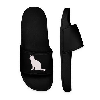 Pastel Cat Silhouette - Men’s Pool Sliders - black - Front