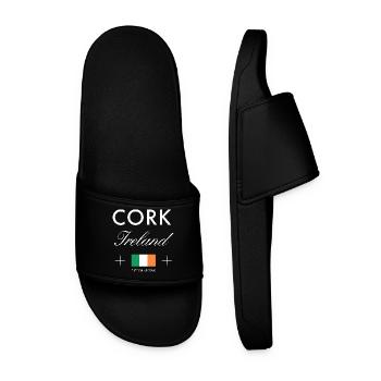 Cork Ireland Coordinates Travel Souvenir - Men’s Pool Sliders - black - Front