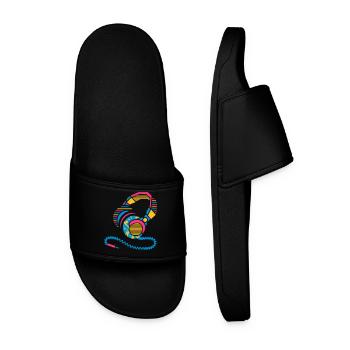 Headphones of patterns and stripes - Men’s Pool Sliders - black - Front