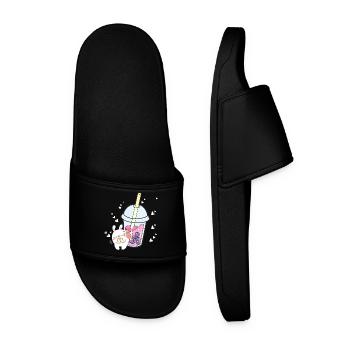 Cœurs de lapin au thé bulle Kawaii - Claquettes Homme - noir - Devant