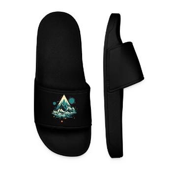 Fascinating mountain landscape with northern lights - Men’s Pool Sliders - black - Front