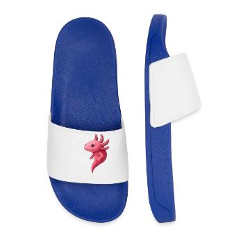 Cute Axolotl with Heart - Men’s Pool Sliders - royal blue - Front