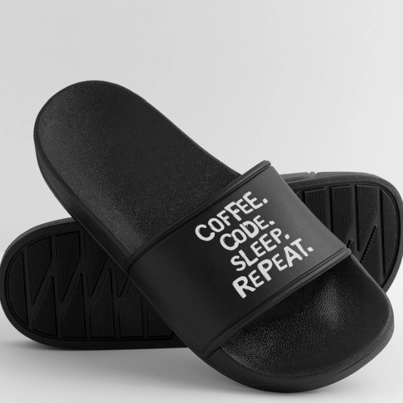 coffee code sleep - repeat Programmierer Arbeit Männer Badelatschen