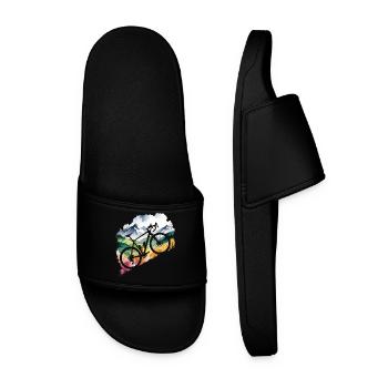 Mountain Biking Adventure Scene - Men’s Pool Sliders - black - Front