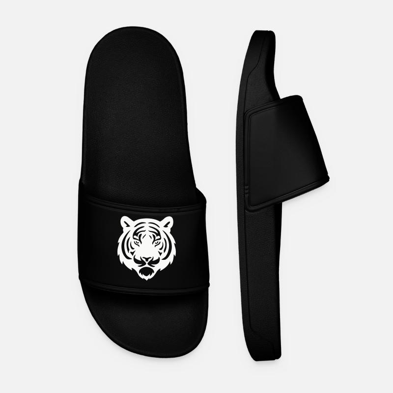 Tiger Head Silhouette - Men’s Pool Sliders - black