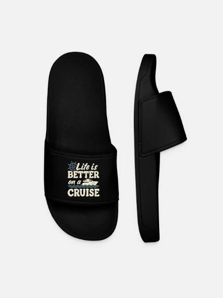 Cruise Ship Summer Vacation Trip - Men’s Pool Sliders - black