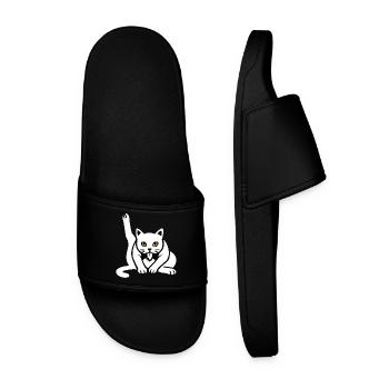 Drôle de chat chats chat amoureux chaton - Claquettes Homme - noir - Devant