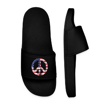 Peace USA Flag - Men’s Pool Sliders - black - Front