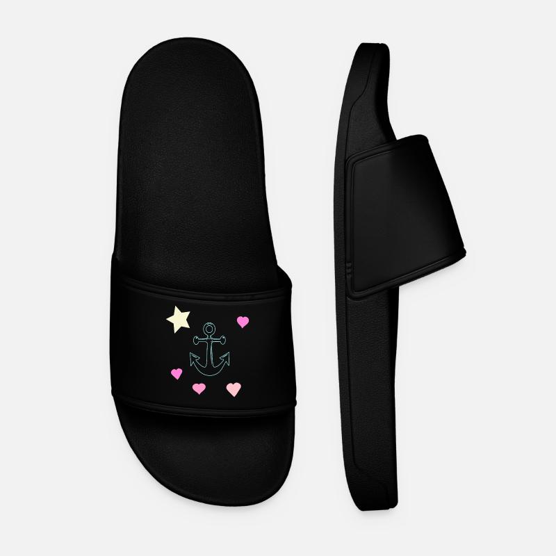Pastello Anchor Doodle con Cuori e Stella - Ciabatte per il mare da uomo - nero